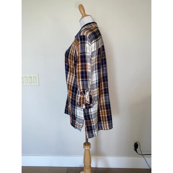 Caffe Marrakesh Blouse L/S Plaid Tunic Size Small NWT - Picture 3 of 6